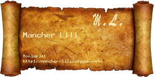 Mancher Lili névjegykártya